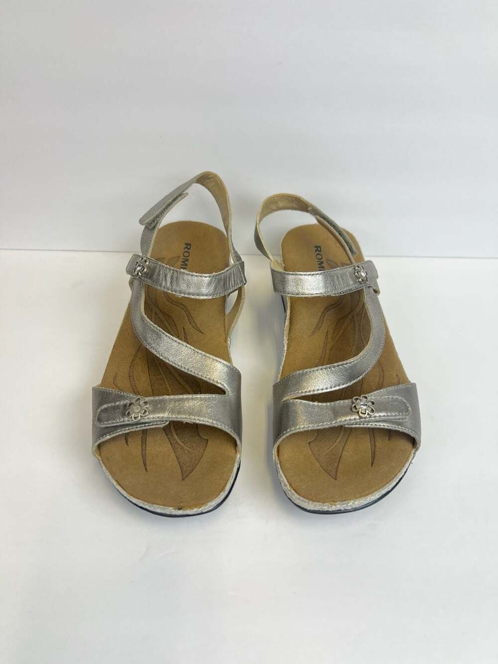 Romika Fidschi 54 Metallic Silver Strappy Sandals Size US 9.5 Euro 40